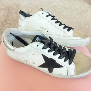Size 8 Golden Goose Super ‘White Silver’ shoes!